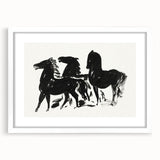 Modern Wall Art – Bold Black Horses in Dynamic Motion