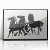 Modern Wall Art – Bold Black Horses in Dynamic Motion