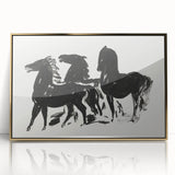 Modern Wall Art – Bold Black Horses in Dynamic Motion