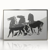 Modern Wall Art – Bold Black Horses in Dynamic Motion