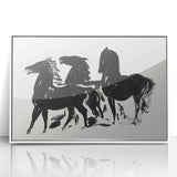 Modern Wall Art – Bold Black Horses in Dynamic Motion