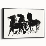 Modern Wall Art – Bold Black Horses in Dynamic Motion