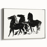 Modern Wall Art – Bold Black Horses in Dynamic Motion