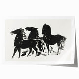 Modern Wall Art – Bold Black Horses in Dynamic Motion