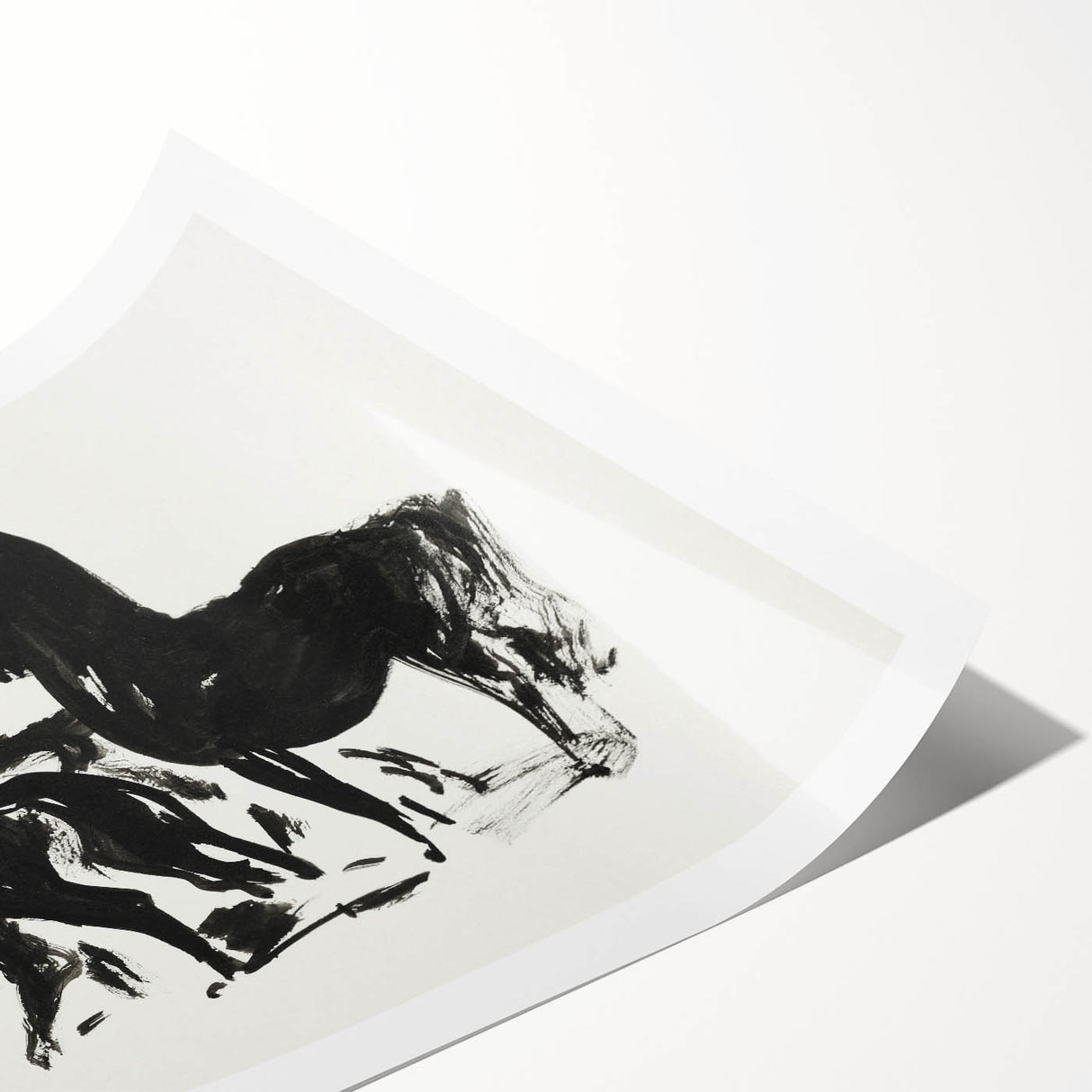 Modern Wall Art – Bold Black Horses in Dynamic Motion