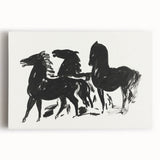 Modern Wall Art – Bold Black Horses in Dynamic Motion