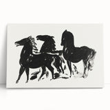 Modern Wall Art – Bold Black Horses in Dynamic Motion