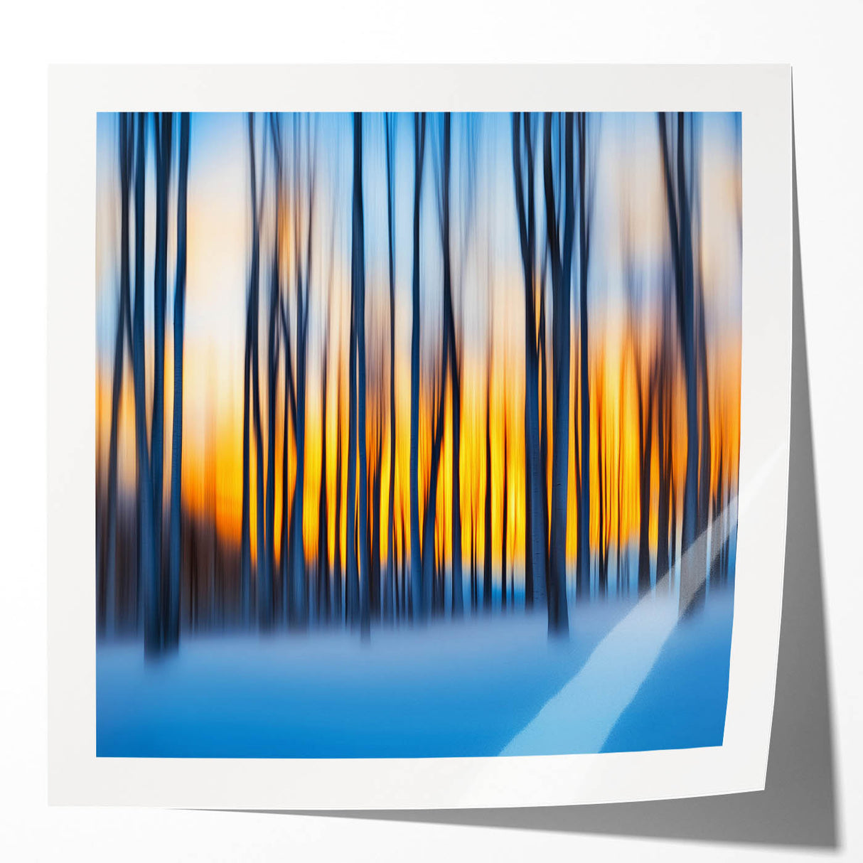 Blazing Winter Woods – Dynamic Abstract Forest Wall Art