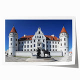 Beautiful rolled print of a stunning landscape featuring an ornate castle surrounded by lush greenery and vibrant skies, ideal for wall decor or art collection.