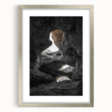 Framed landscape artwork showcasing a cave scene, featuring a silver mat and elegant frame, perfect for enhancing home decor aesthetics.