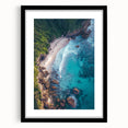 Black-framed landscape artwork depicting majestic cliffs, elegantly matted, ideal for home decor and interior design, enhancing modern aesthetics.