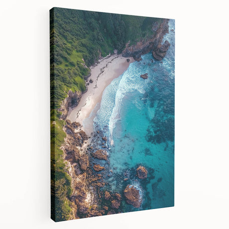 Stretched canvas artwork depicting a dramatic cliff landscape in vibrant colors, showcasing bold textures and natural beauty, ideal for home decor or art enthusiasts.