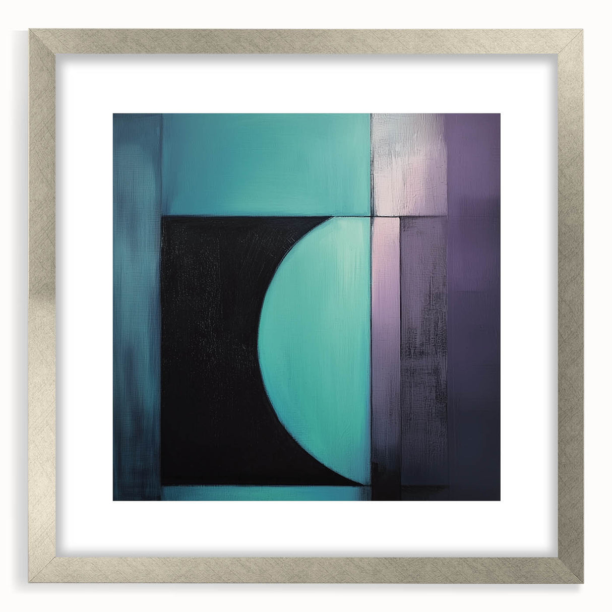 Modern Geometric Bedroom Wall Art – Black and Teal Canvas