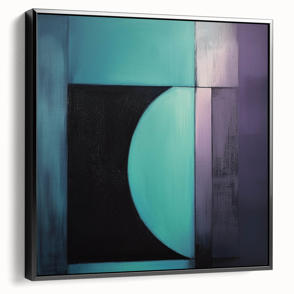 Modern Geometric Bedroom Wall Art – Black and Teal Canvas