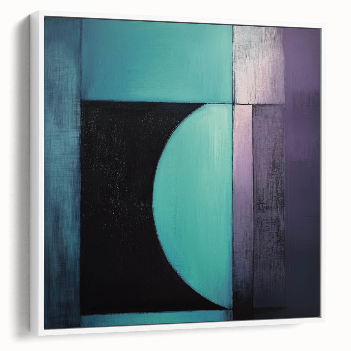 Modern Geometric Bedroom Wall Art – Black and Teal Canvas