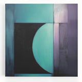 Modern Geometric Bedroom Wall Art – Black and Teal Canvas