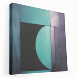 Modern Geometric Bedroom Wall Art – Black and Teal Canvas