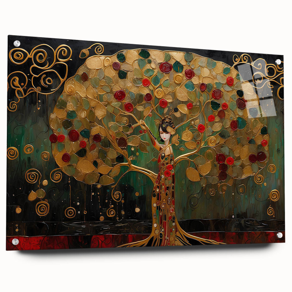 Golden Goddess Tree Office Wall Art – Luxurious Corporate Decor
