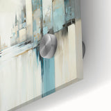 Close-up of abstract architecture wall art featuring vibrant colors and geometric shapes, printed on acrylic glass for a modern decorative touch. Ideal for contemporary interiors, this artwork adds a unique aesthetic to any space.