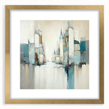 Abstract architecture wall art framed with a gold mat, highlighting geometric patterns and modern design elements, perfect for contemporary home decor.