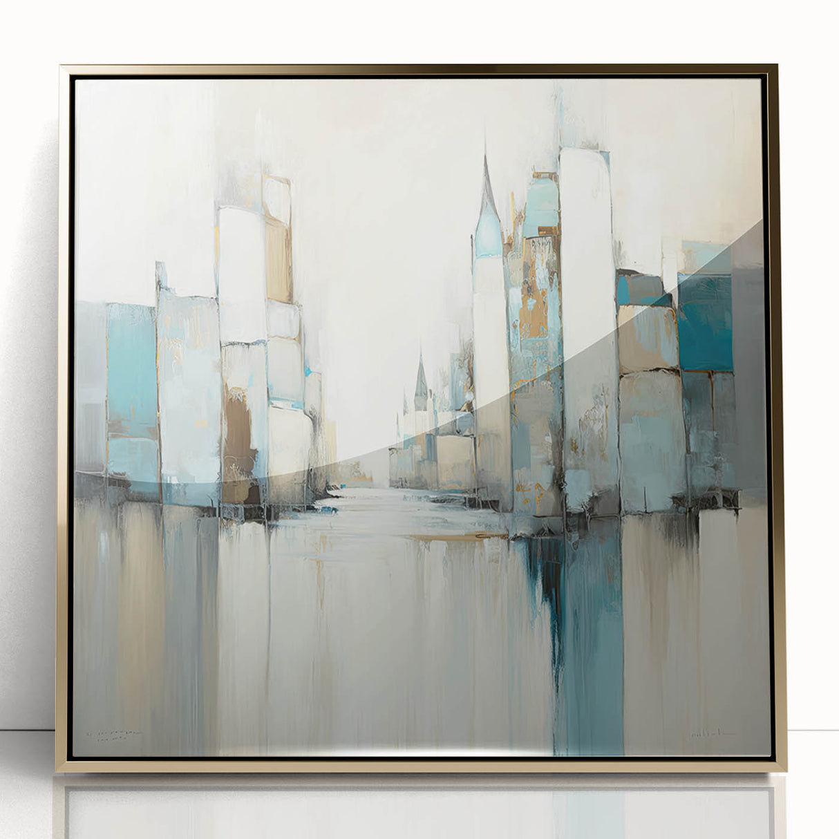 Framed abstract architecture wall art showcasing a gold acrylic design, emphasizing modern elegance and intricate geometric shapes, perfect for contemporary decor.