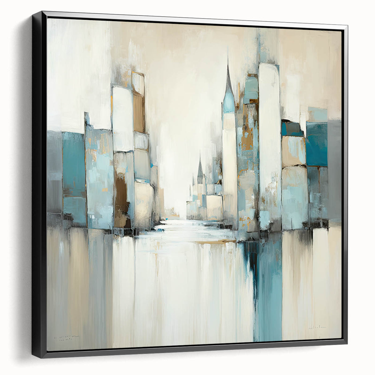 Framed canvas wall art showcasing an abstract architectural design in black, emphasizing sharp lines and geometric shapes, ideal for modern home decor.