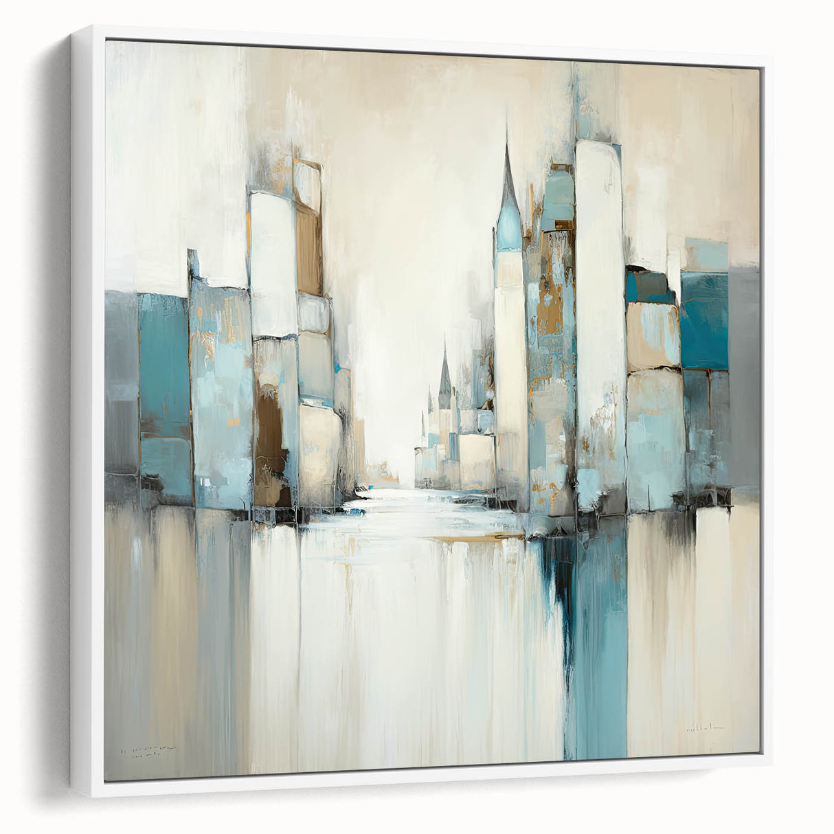 Framed canvas wall art showcasing an abstract architectural design in white, perfect for modern decor. The piece emphasizes clean lines and minimalism, adding elegance to any interior space.