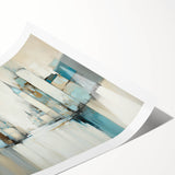 Abstract architectural wall art print showcasing geometric shapes and vibrant colors, rolled and packaged securely in a sturdy cardboard tube for easy display.