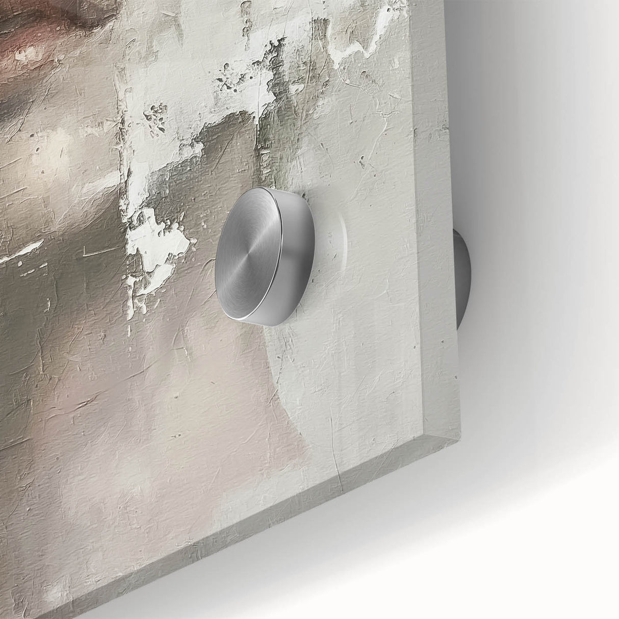 Close-up of abstract figurative wall art featuring vibrant colors and fluid shapes, printed on acrylic glass, perfect for modern home décor enhancement.