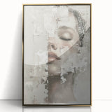 Framed abstract figurative wall art featuring a gold-acrylic design, showcasing elegant lines and shapes, ideal for modern home decor. Perfect for adding a touch of sophistication to any room.