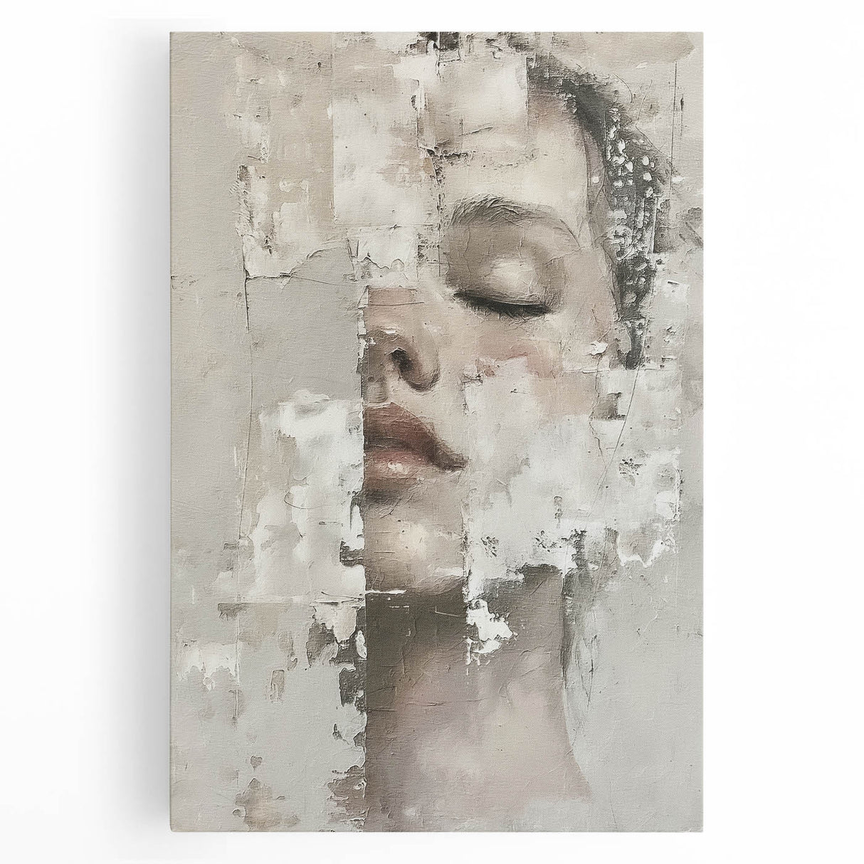Abstract figurative wall art on stretched canvas, showcasing vibrant colors and dynamic shapes, perfect for modern home decor. Ideal for art enthusiasts.