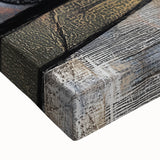 Abstract geometric stretched canvas artwork showcasing vibrant colors and intricate patterns, ideal for modern home decor and artistic enhancements in living spaces. This close-up highlights the textured surface and unique design elements, making it a captivating focal point for any room.