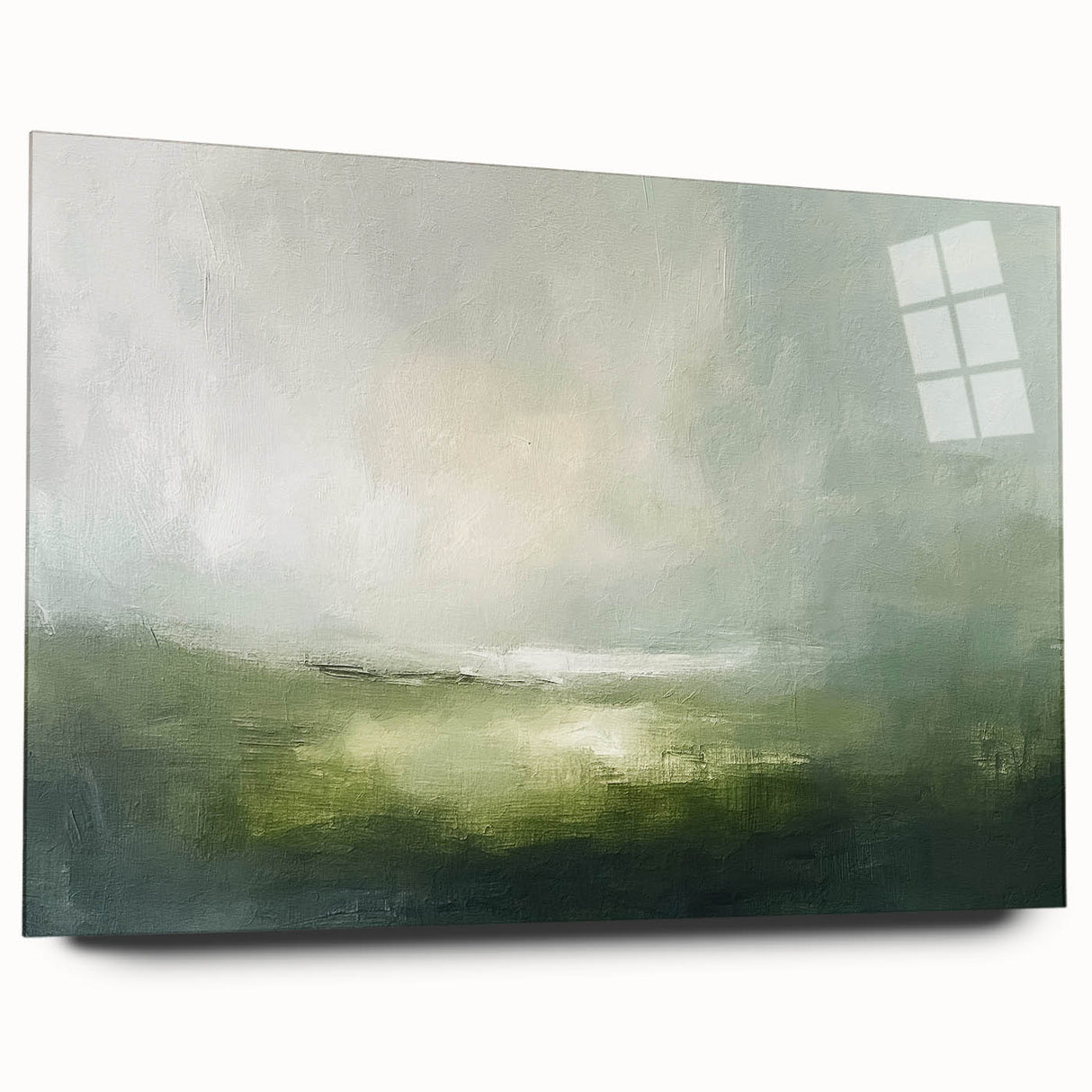 Abstract landscape wall art displayed in a sleek acrylic glass frame, showcasing vibrant colors and intricate patterns that enhance modern home decor.