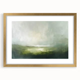 Abstract landscape wall art framed in a gold mat, showcasing vibrant colors and intricate details, perfect for enhancing modern home décor.