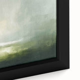 Close-up of a framed abstract landscape wall art piece showcasing vibrant colors and dynamic brush strokes, perfect for modern home decor.