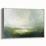 Framed abstract landscape wall art featuring silver accents and a textured surface, showcasing a modern design perfect for contemporary home decor.