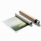 Abstract landscape wall art print featuring vibrant colors and sweeping brush strokes, rolled and ready for framing, showcasing a modern artistic interpretation of nature.