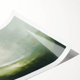 Abstract landscape wall art print showcasing vibrant colors and organic shapes, rolled and packaged in a protective cardboard tube, ideal for home decor.