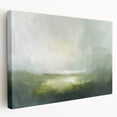 Abstract landscape wall art on stretched canvas showcasing vibrant colors and fluid shapes, perfect for modern home decor. Side view highlights its depth and quality.