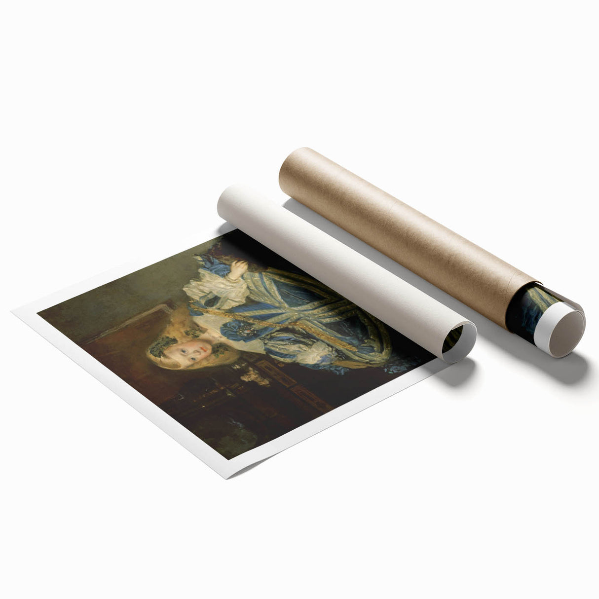 Classic Rococo Art Print - Baroque Period Portrait in Blue Tones