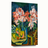 Expressionist Art: Pink Roses by Kirchner Vibrant Canvas Print