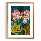 Expressionist Art: Pink Roses by Kirchner Vibrant Canvas Print