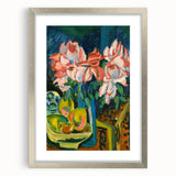 Expressionist Art: Pink Roses by Kirchner Vibrant Canvas Print