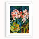 Expressionist Art: Pink Roses by Kirchner Vibrant Canvas Print