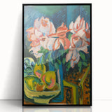 Expressionist Art: Pink Roses by Kirchner Vibrant Canvas Print