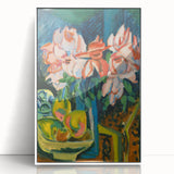 Expressionist Art: Pink Roses by Kirchner Vibrant Canvas Print
