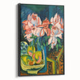 Expressionist Art: Pink Roses by Kirchner Vibrant Canvas Print