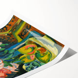 Expressionist Art: Pink Roses by Kirchner Vibrant Canvas Print