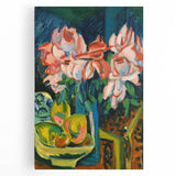 Expressionist Art: Pink Roses by Kirchner Vibrant Canvas Print