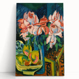 Expressionist Art: Pink Roses by Kirchner Vibrant Canvas Print